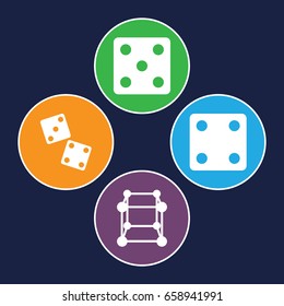 Cube icons set. set of 4 cube filled icons such as dice, dice