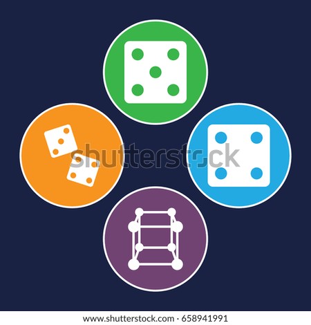 Cube icons set. set of 4 cube filled icons such as dice, dice