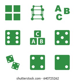 Cube icons set. set of 9 cube filled icons such as dice, dice