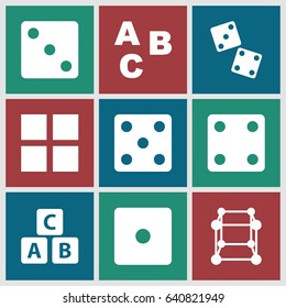 Cube icons set. set of 9 cube filled icons such as dice, dice