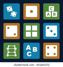 Cube icons set. set of 9 cube filled icons such as dice, dice