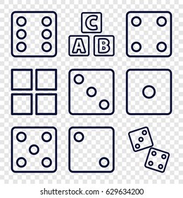 Cube icons set. set of 9 cube outline icons such as dice