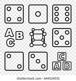 Cube icons set. set of 9 cube outline icons such as dice