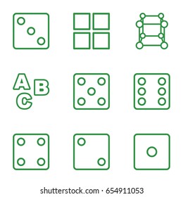 Cube icons set. set of 9 cube outline icons such as dice, cube