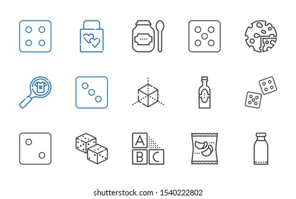 cube icons set. Collection of cube with products, cubes, dices, dice, product, wedding gift. Editable and scalable cube icons.