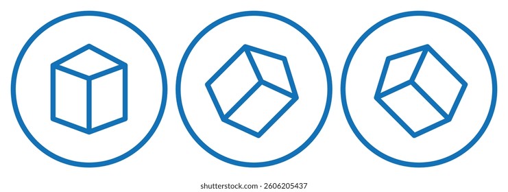 Cube icons set. Three-dimensional shape in flat style. Vector illustration. Isolated on white background. Geometric cube icon. Vector illustrator