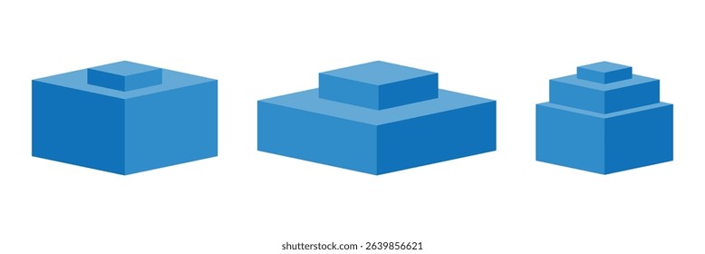 Cube icons set. Three-dimensional shape in flat, linear styles. 3D square isolated vector.