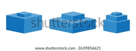 Cube icons set. Three-dimensional shape in flat, linear styles. 3D square isolated vector.