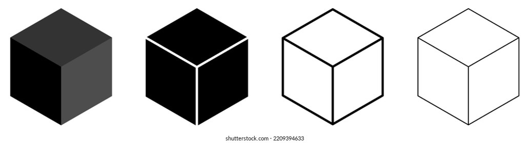 Conjunto de iconos de cubo. Ilustración del vector aislada en fondo blanco