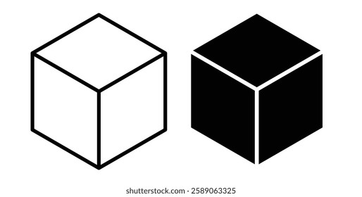 Cube icons thin line illustrations designs