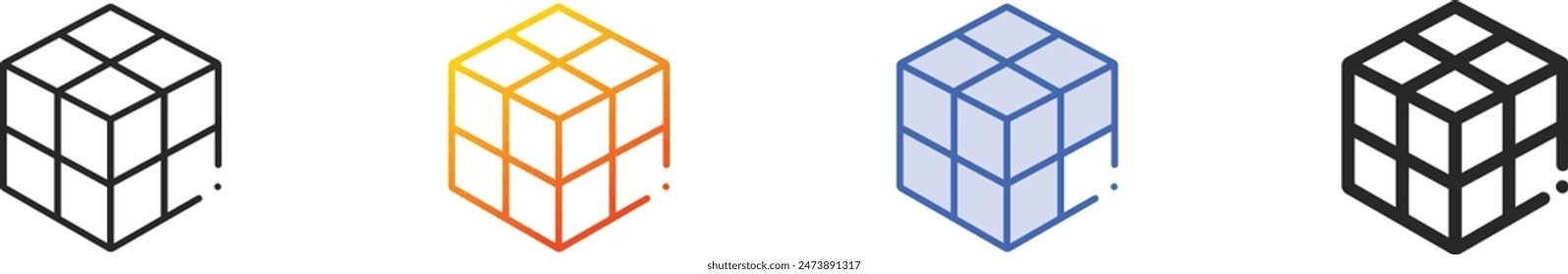 cube icon.Thin Linear, Gradient, Blue Stroke and bold Style Design Isolated On White Background