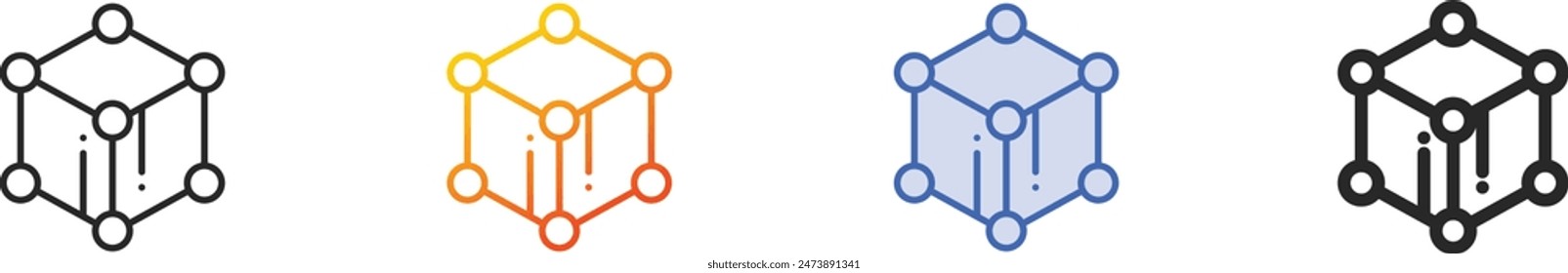 cube icon.Thin Linear, Gradient, Blue Stroke and bold Style Design Isolated On White Background