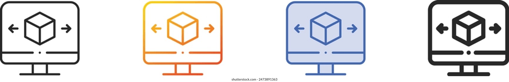 cube icon.Thin Linear, Gradient, Blue Stroke and bold Style Design Isolated On White Background