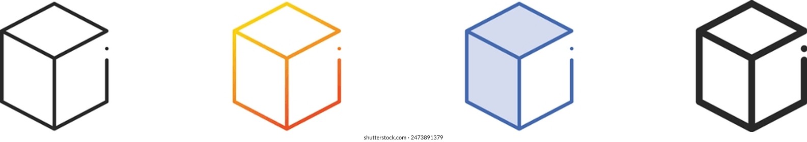 cube icon.Thin Linear, Gradient, Blue Stroke and bold Style Design Isolated On White Background