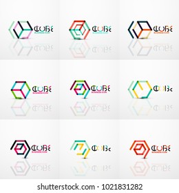 Cube idea concept logo, line design geometric brand company logotype emblem, abstract business identity shape