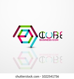 Cube idea concept logo, line design geometric brand company logotype emblem, abstract business identity shape