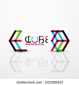 Cube idea concept logo, line design geometric brand company logotype emblem, abstract business identity shape