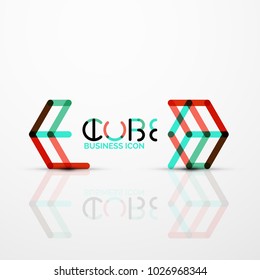 Cube idea concept logo, line design geometric brand company logotype emblem, abstract business identity shape
