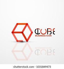 Cube idea concept logo, line design geometric brand company logotype emblem, abstract business identity shape