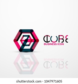 Cube idea concept logo, line design geometric brand company logotype emblem, abstract business identity shape