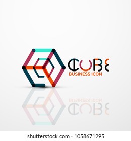 Cube idea concept logo, line design geometric brand company logotype emblem, abstract business identity shape