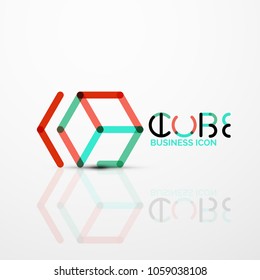 Cube idea concept logo, line design geometric brand company logotype emblem, abstract business identity shape
