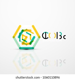 Logotipo de concepto de cubo, diseño de línea marca geométrica logotipo de empresa, forma de identidad empresarial abstracta