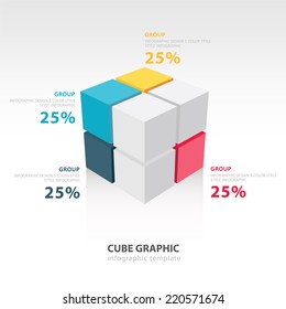 cube infographic template 4 color