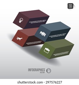 Cube infographics elements in High resolution for layout, banner, step up options, contain EPS10 format with some additional icons.
