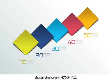 Cube infographics options banner, template, scheme, chart, text layout. Five step design. Vector illustration.