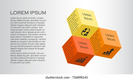 Cube infographics options banner, template, scheme or chart. Vector illustration