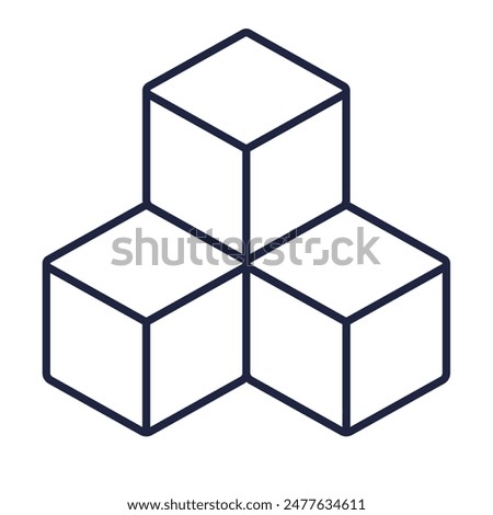 Cube infrastructure line icon. Building blocks concept. Information Technology, Cloud Computing. Geometric 3D cubes. Module structure. Symbol for web and mobile. Editable vector stroke. Pixel Perfect.