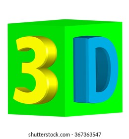 A cube with an inscription in 3d in a vector.3D inscription on the cup in vector.