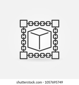 Cube inside blockchain concept block chain technology vector symbol or design element