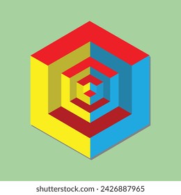 Würfel mit einem Würfel im Inneren, bunte geometrische Form