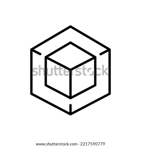 Cube inside the cube line icon. 3D, three dimensional, project, architecture, building, construction, engineering, architect, drawing. Technology concept. Vector line icon for Business and Advertising