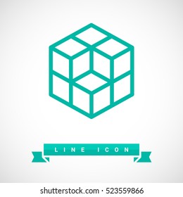cube isolated minimal icon. cube graph line vector icon for websites and mobile minimalistic flat design.
