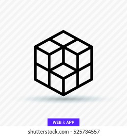 Cube Isolated Minimal Icon. Logical Line Vector Icon For Websites And Mobile Minimalistic Flat Design.