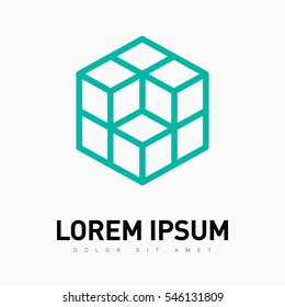 cube isolated minimal icon. logical graph line vector icon for websites and mobile minimalistic flat design.