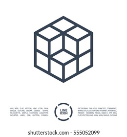 cube isolated minimal icon. logical graph line vector icon for websites and mobile minimalistic flat design.