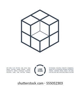 cube isolated minimal icon. logical graph line vector icon for websites and mobile minimalistic flat design.