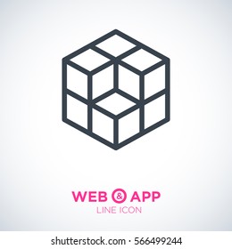 cube isolated minimal icon. logical graph line vector icon for websites and mobile minimalistic flat design.