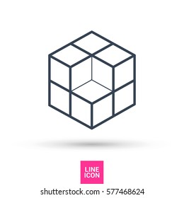 cube isolated minimal icon. logical graph line vector icon for websites and mobile minimalistic flat design.