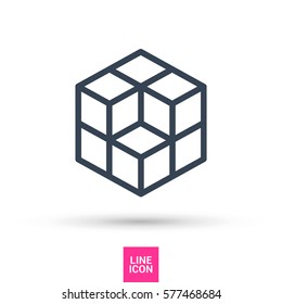 cube isolated minimal icon. logical graph line vector icon for websites and mobile minimalistic flat design.