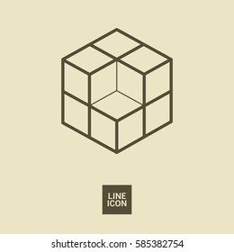 cube isolated minimal icon. logical graph line vector icon for websites and mobile minimalistic flat design.