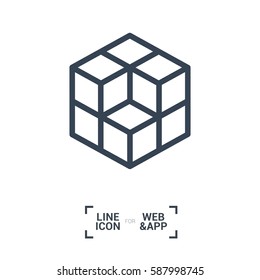 cube isolated minimal icon. logical graph line vector icon for websites and mobile minimalistic flat design.
