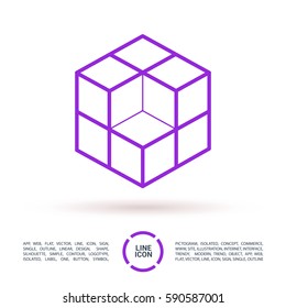 cube isolated minimal icon. logical graph line vector icon for websites and mobile minimalistic flat design.