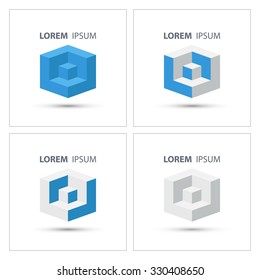Cube isometric design logo template.