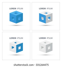 Cube isometric design logo template.