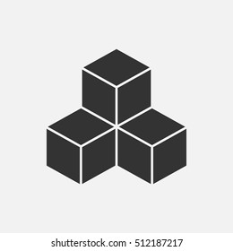 Cube isometric logo concept, 3d vector illustration. Flat design style. Sign pattern. Graphic design. Fashion background abstract texture. Template for print, textile, wrapping.